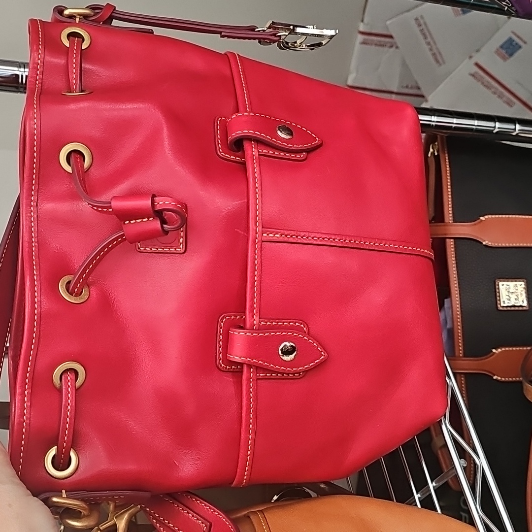 Women's Dooney & Bourke Red Leather Drawstring Shoulder Bag One Size